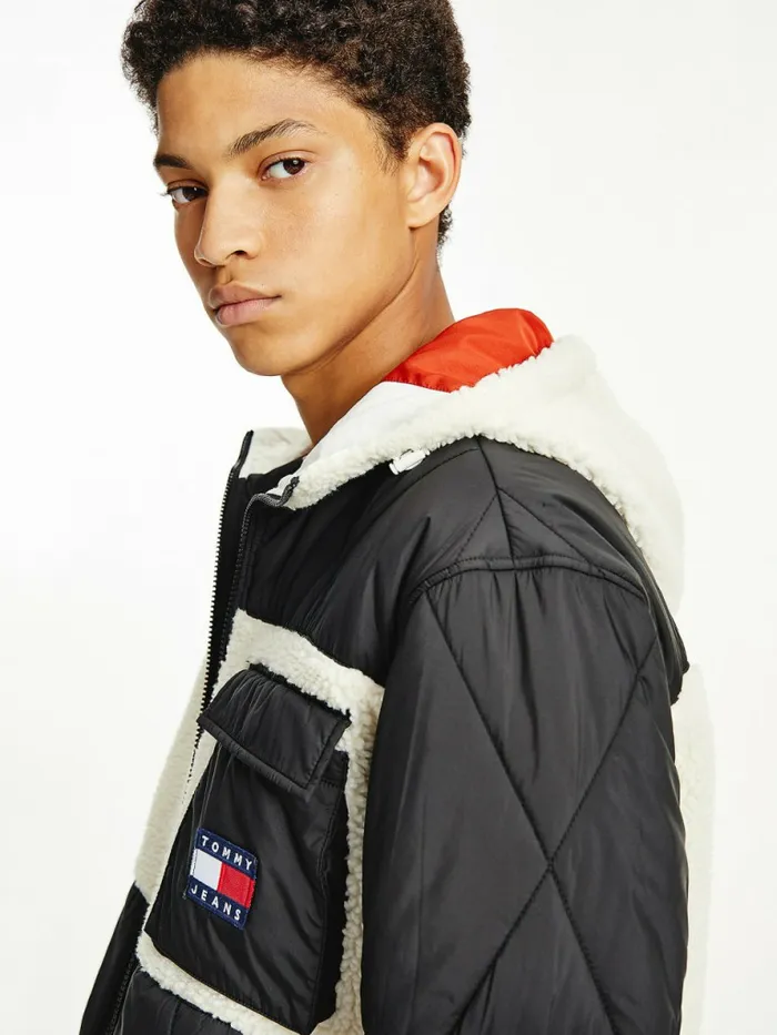 Tommy Hilfiger Tommy Badge Sherpa Jacket Black Mens Coats and Jackets On Sale