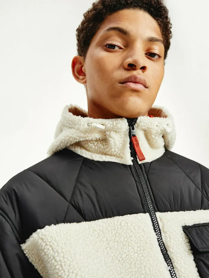 Tommy Hilfiger Tommy Badge Sherpa Jacket Black Mens Coats and Jackets On Sale