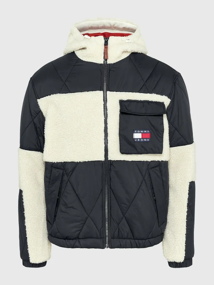 Tommy Hilfiger Tommy Badge Sherpa Jacket Black Mens Coats and Jackets On Sale