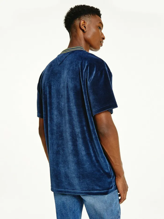 Tommy Hilfiger Tommy Badge Velour Relaxed Fit TShirt Twilight Navy Mens TShirts Online