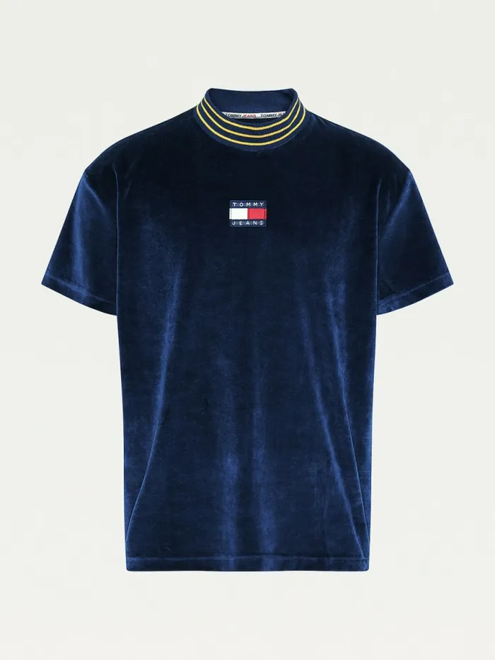 Tommy Hilfiger Tommy Badge Velour Relaxed Fit TShirt Twilight Navy Mens TShirts Online