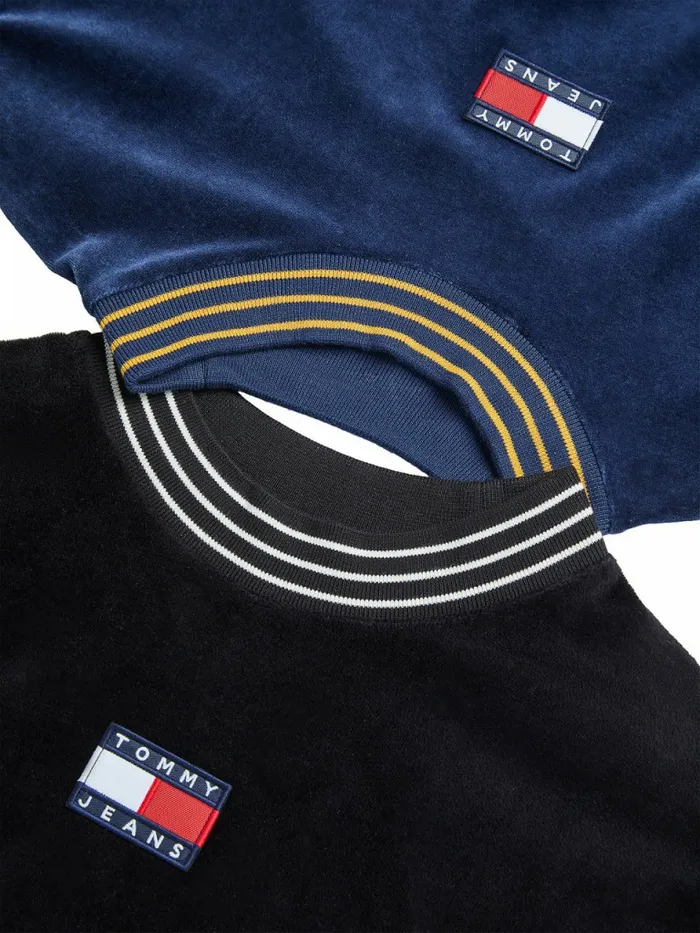 Tommy Hilfiger Tommy Badge Velour Relaxed Fit TShirt Twilight Navy Mens TShirts Online