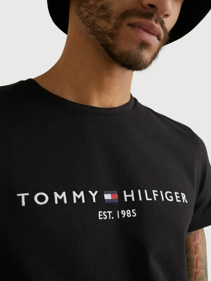 Tommy Hilfiger Tommy Hilfiger Logo TShirt Jet Black Mens Essentials