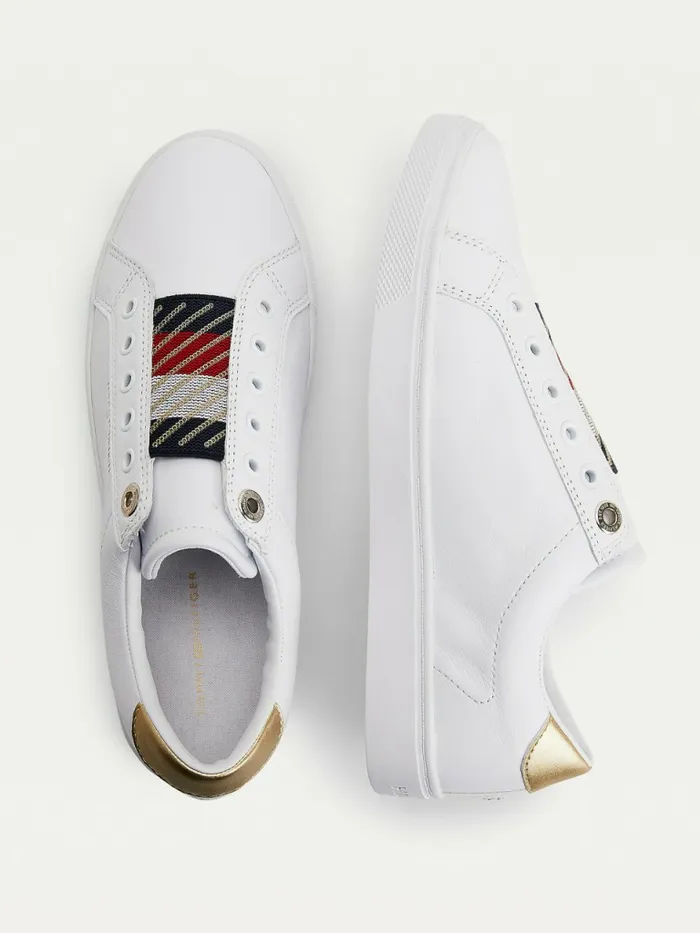 Tommy Hilfiger Tommy Icons Leather SlipOn Cupsole Trainers White Womens Trainers Casaul