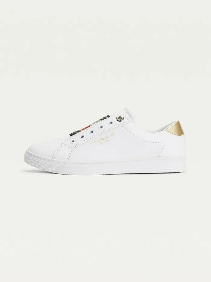 Tommy Hilfiger Tommy Icons Leather SlipOn Cupsole Trainers White Womens Trainers Casaul