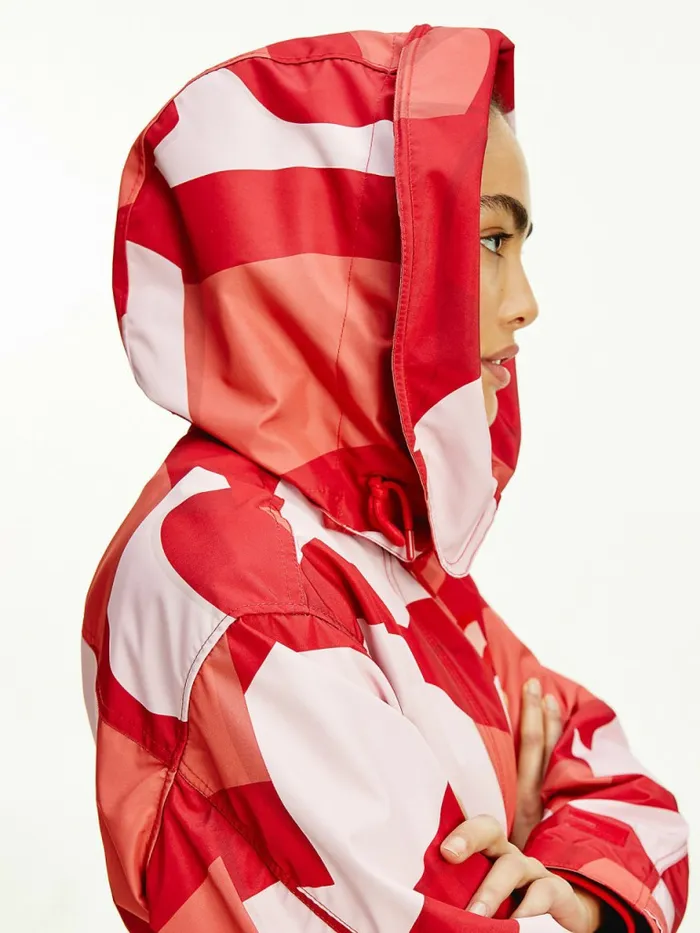 Tommy Hilfiger Tommy Icons Motion Print Parka Motion Flag Tonal Red Womens Coats and Jackets Near Me