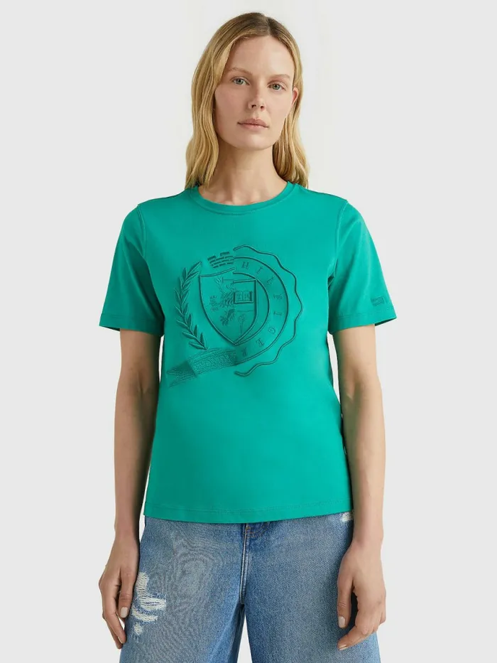 Tommy Hilfiger Tommy Icons Organic Cotton TShirt Icon Green Womens TShirts Online Tommy Hilfiger Tommy Icons Organic Cotton TShirt Icon Green Womens TShirts Online