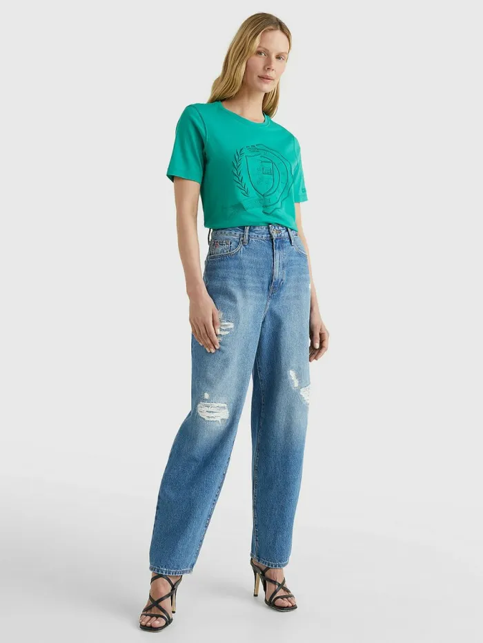 Tommy Hilfiger Tommy Icons Organic Cotton TShirt Icon Green Womens TShirts Online