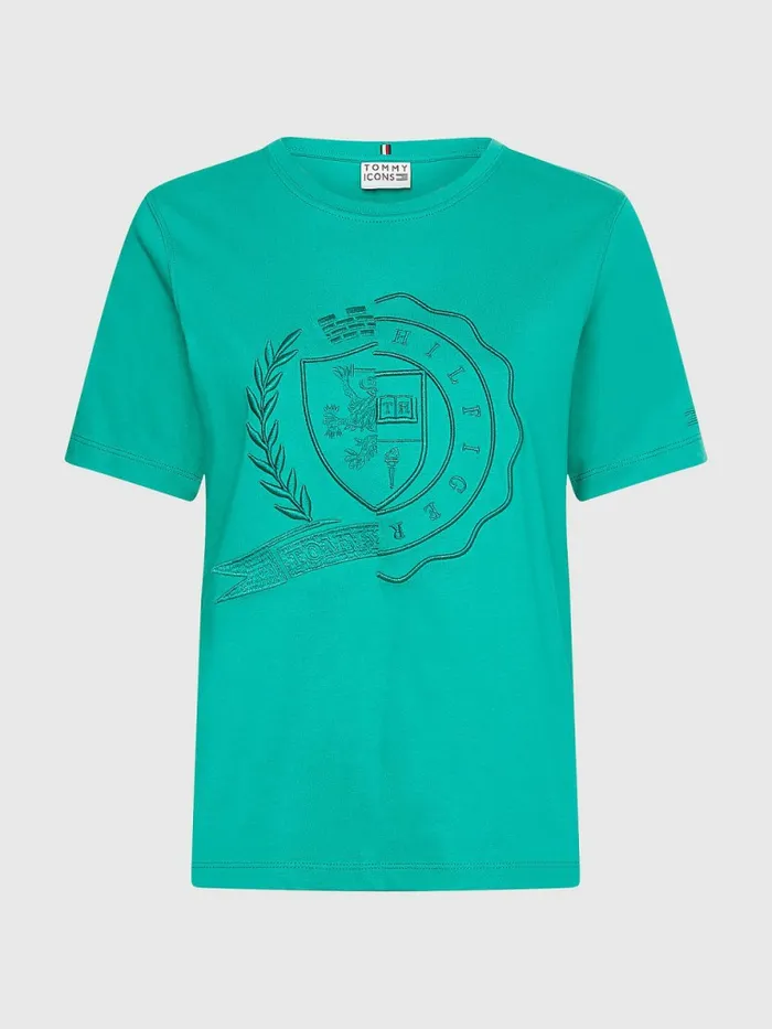 Tommy Hilfiger Tommy Icons Organic Cotton TShirt Icon Green Womens TShirts Online