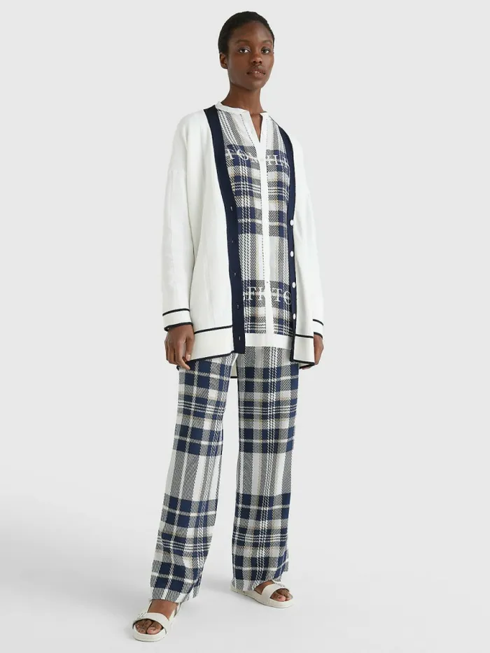 Tommy Hilfiger Tommy Icons Relaxed Fit Cardigan Ecru Womens Knitwear Fashion