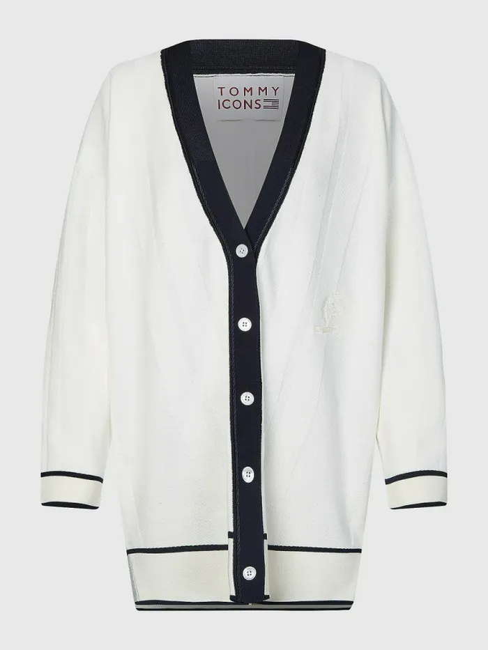 Tommy Hilfiger Tommy Icons Relaxed Fit Cardigan Ecru Womens Knitwear Fashion