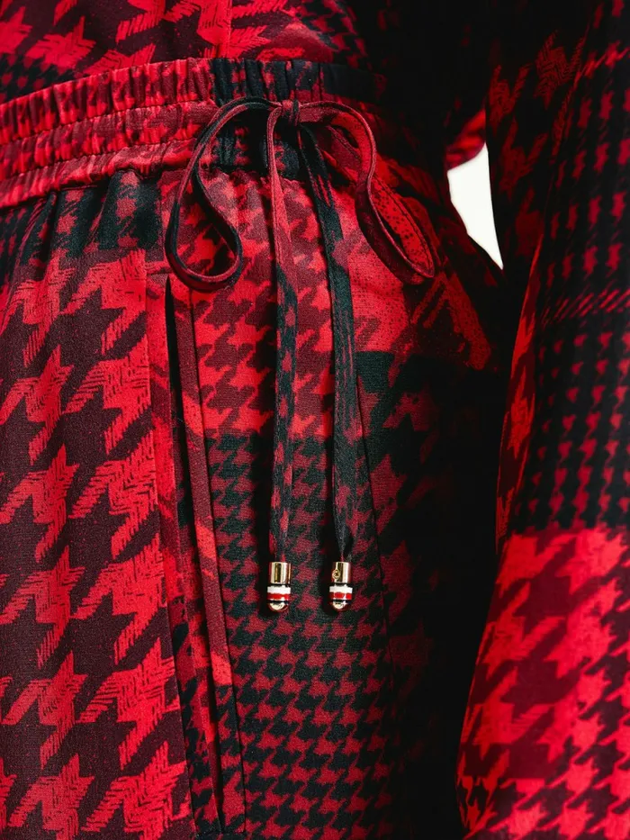 Tommy Hilfiger Tommy Icons Relaxed Tapered Patchwork Trousers Blazer Red Check Patchwork Womens CoOrds