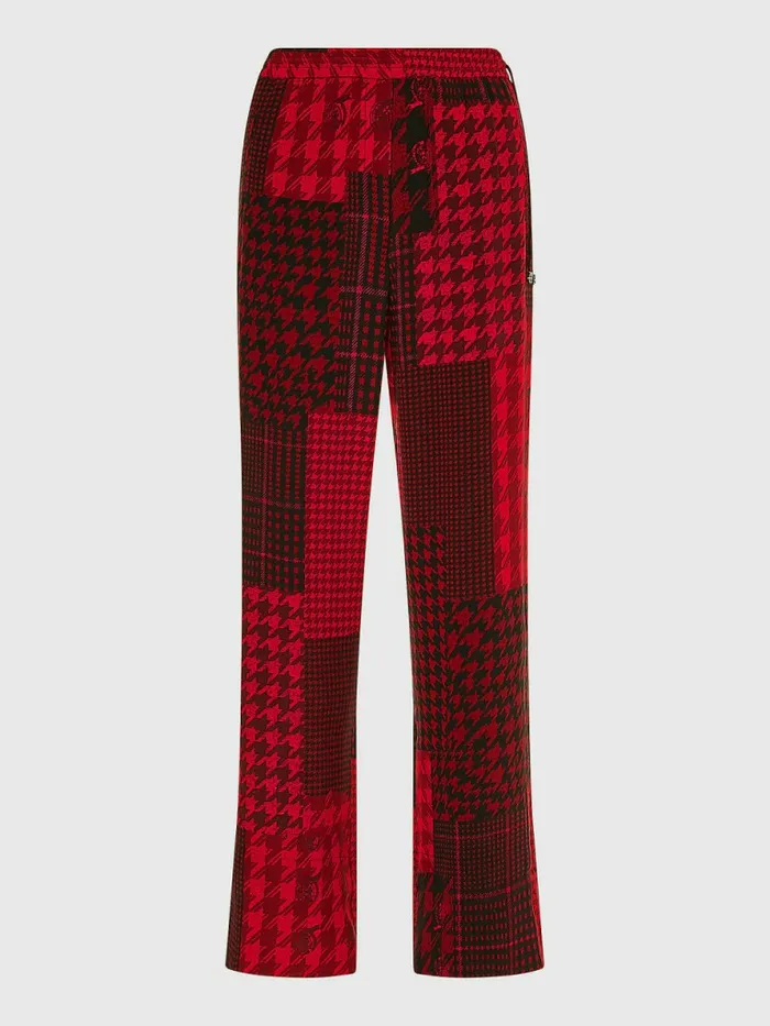 Tommy Hilfiger Tommy Icons Relaxed Tapered Patchwork Trousers Blazer Red Check Patchwork Womens CoOrds
