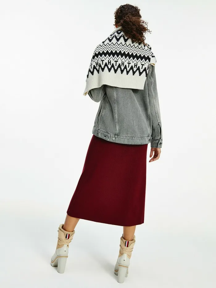 Tommy Hilfiger Tommy Icons Sherpa Collar Denim Jacket Grey Womens Coats and Jackets Fashion