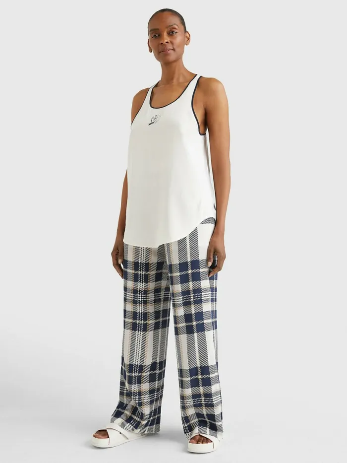 Tommy Hilfiger Tommy Icons Silk Racerback Tank Top Ecru Womens Shirts and Blouses On Sale