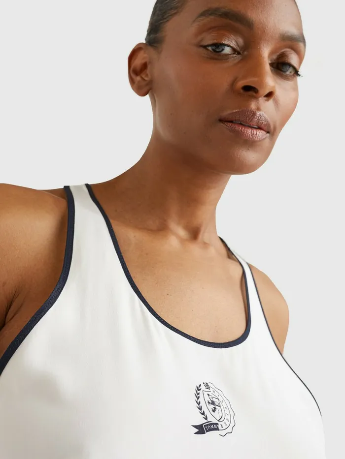 Tommy Hilfiger Tommy Icons Silk Racerback Tank Top Ecru Womens Shirts and Blouses On Sale
