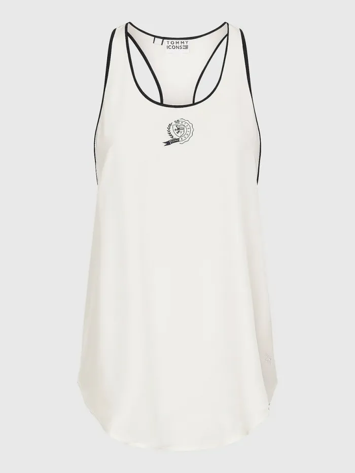 Tommy Hilfiger Tommy Icons Silk Racerback Tank Top Ecru Womens Shirts and Blouses On Sale