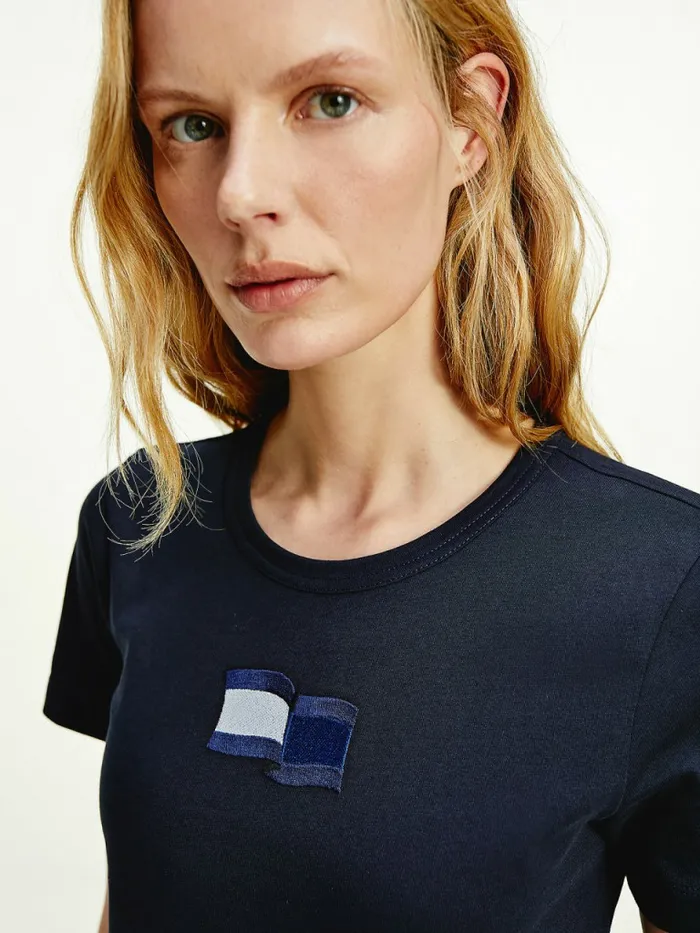 Tommy Hilfiger Tommy Icons Slim Fit TShirt Desert Sky Womens TShirts Popular