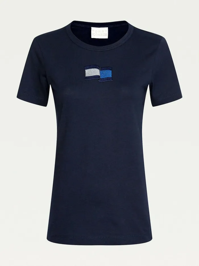Tommy Hilfiger Tommy Icons Slim Fit TShirt Desert Sky Womens TShirts Popular