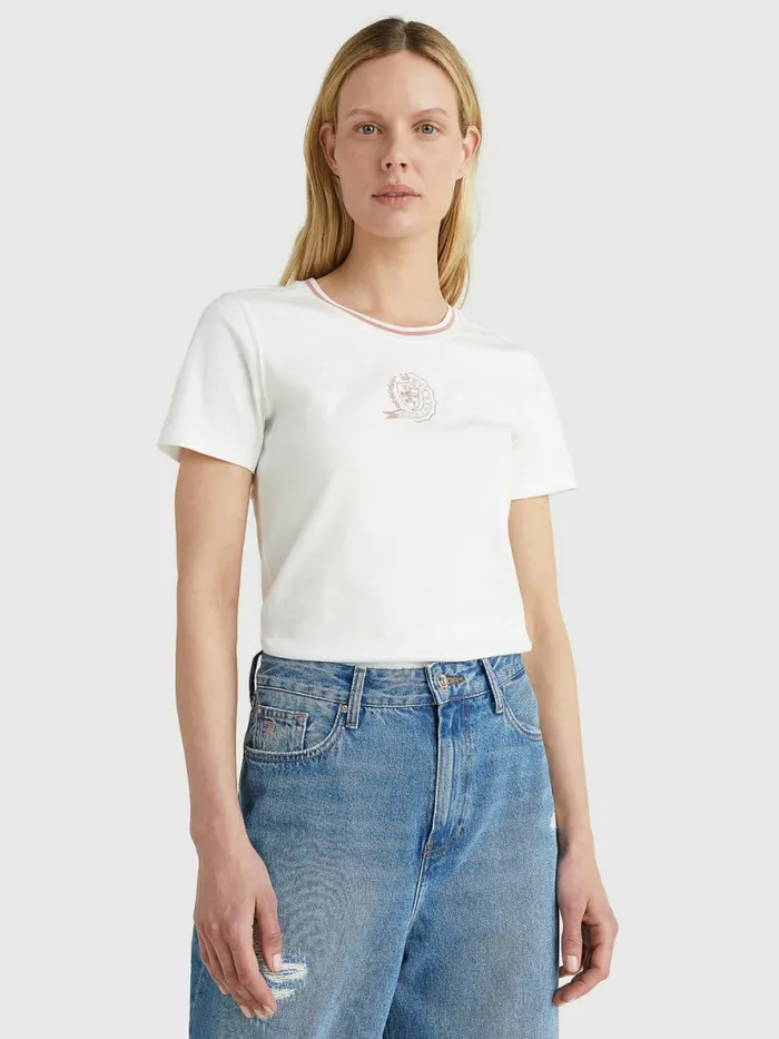 Tommy Hilfiger Tommy Icons Slim Fit TShirt Ecru Womens TShirts Casaul