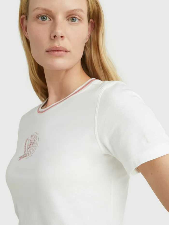 Tommy Hilfiger Tommy Icons Slim Fit TShirt Ecru Womens TShirts Casaul