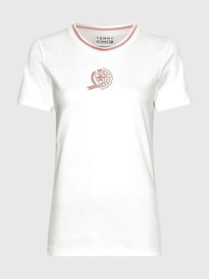 Tommy Hilfiger Tommy Icons Slim Fit TShirt Ecru Womens TShirts Casaul