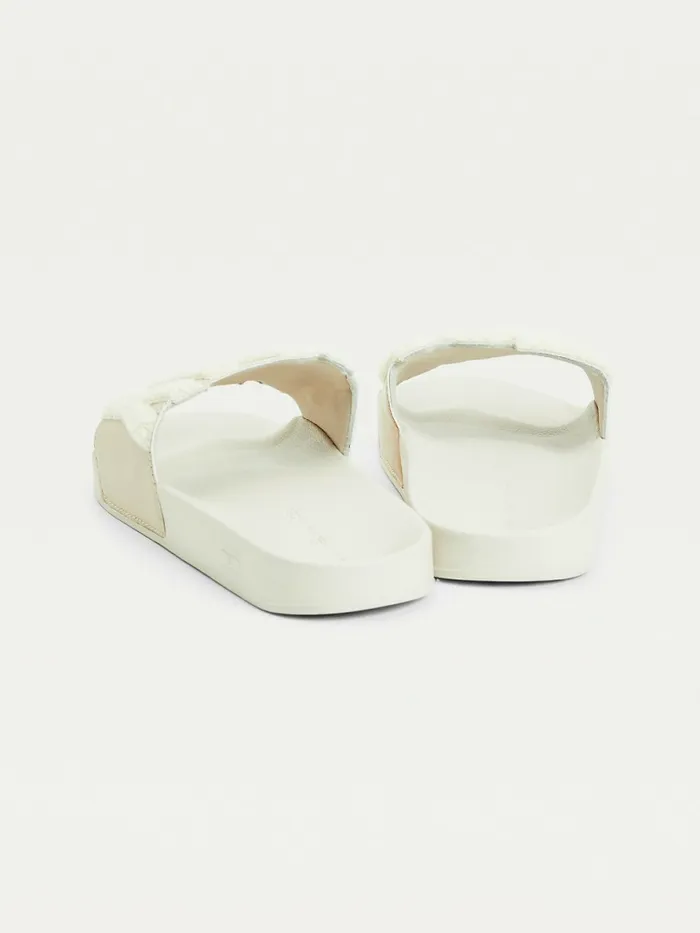 Tommy Hilfiger Tommy Lettering Pool Slides Classic Beige Womens Sandals Popular