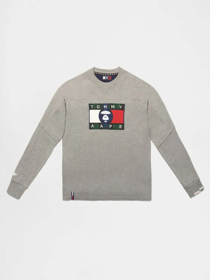 Tommy Hilfiger Tommy X Aape Long Sleeve TShirt Light Grey Heather Mens TShirts Online Tommy Hilfiger Tommy X Aape Long Sleeve TShirt Light Grey Heather Mens TShirts Online