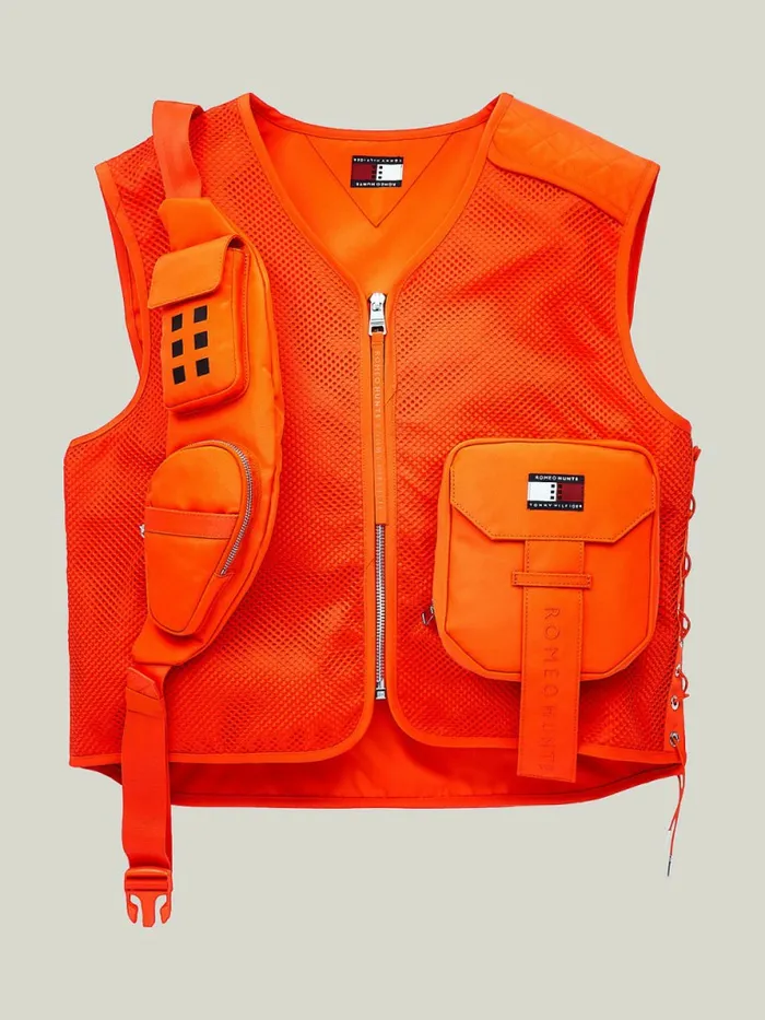Tommy Hilfiger Tommyxromeo DualGender Utility Vest Daring Orange Womens Coats and Jackets Fashion
