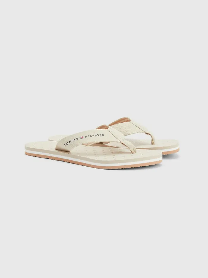 Tommy Hilfiger Tonal Flag Print FlipFlops Classic Beige Womens Sandals On Sale Tommy Hilfiger Tonal Flag Print FlipFlops Classic Beige Womens Sandals On Sale