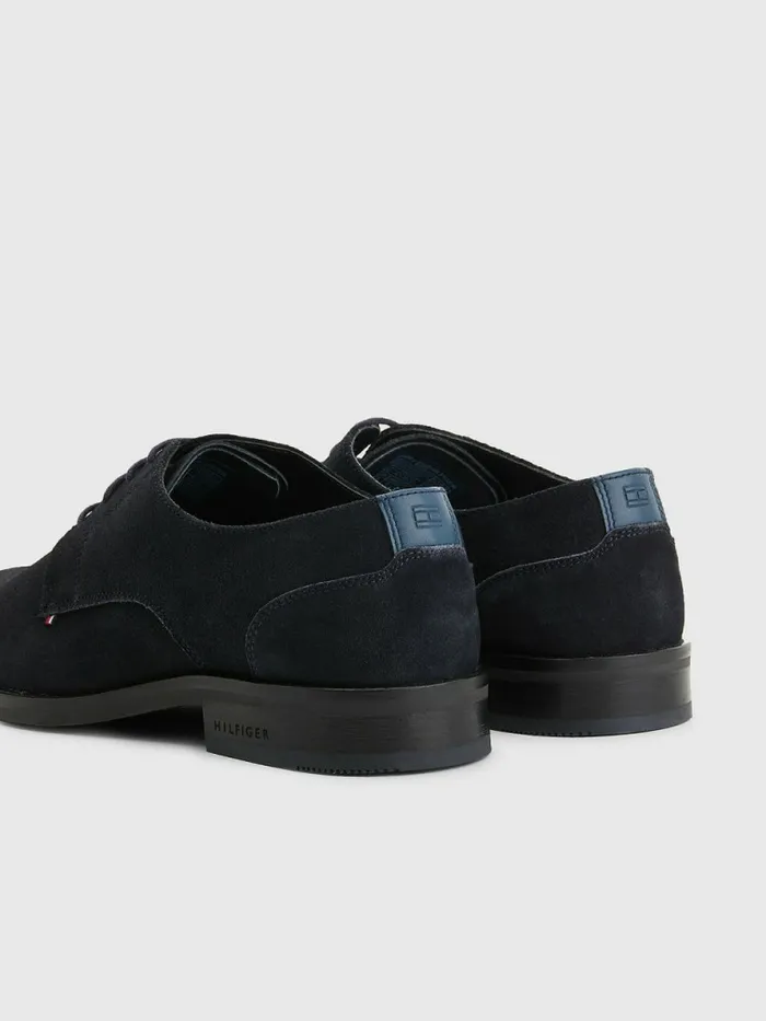 Tommy Hilfiger Tonal Flag Suede Derby Shoes Desert Sky Mens Formal Shoes and Brogues Fashion