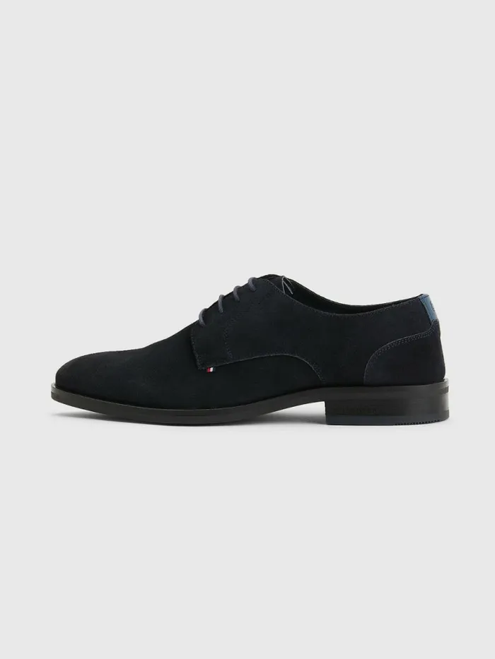 Tommy Hilfiger Tonal Flag Suede Derby Shoes Desert Sky Mens Formal Shoes and Brogues Fashion