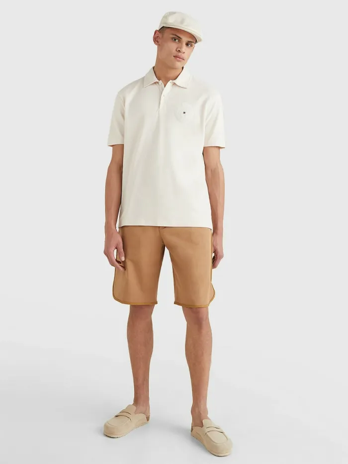 Tommy Hilfiger Tonal Logo Embroidery Polo Feather White Mens Polo Shirts Gift for Friend