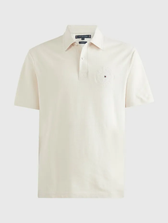 Tommy Hilfiger Tonal Logo Embroidery Polo Feather White Mens Polo Shirts Gift for Friend