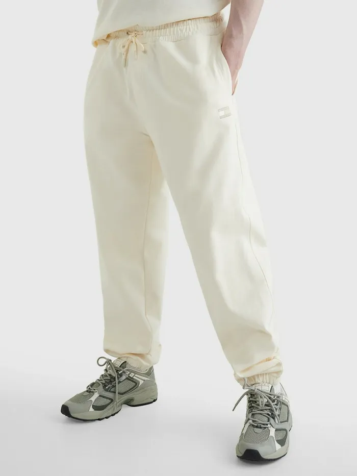 Tommy Hilfiger Tonal Logo Relaxed Fit Joggers Ancient White Mens Trousers