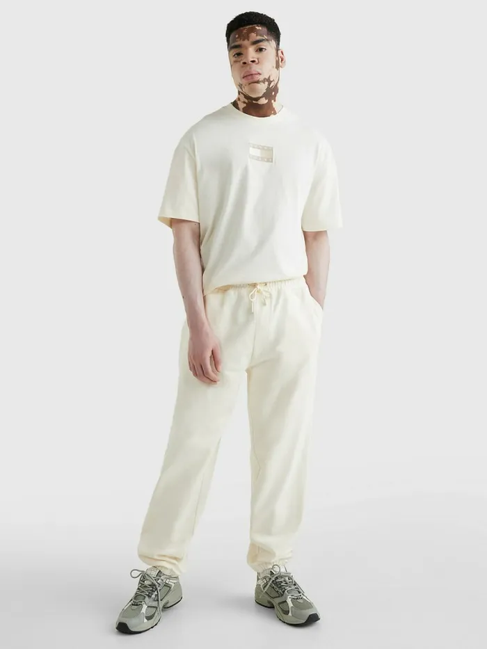 Tommy Hilfiger Tonal Logo Relaxed Fit Joggers Ancient White Mens Trousers