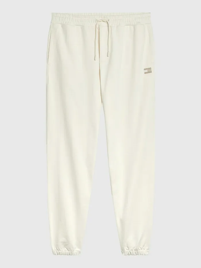Tommy Hilfiger Tonal Logo Relaxed Fit Joggers Ancient White Mens Trousers