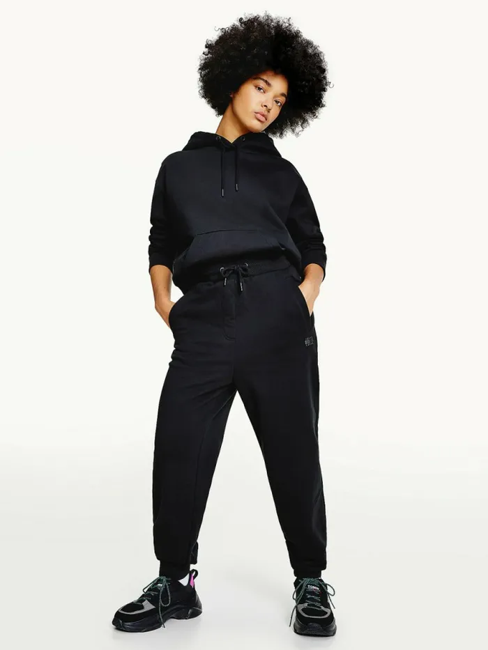 Tommy Hilfiger Tonal Tommy Badge Joggers Black Womens Trousers