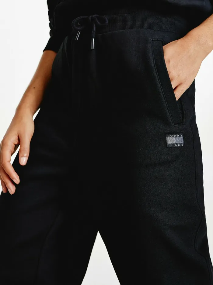 Tommy Hilfiger Tonal Tommy Badge Joggers Black Womens Trousers