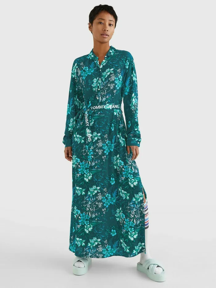 Tommy Hilfiger Tropical Print Belted Shirt Dress Island Leaf Print Womens Dresses and Jumpsuits Sale Tommy Hilfiger Tropical Print Belted Shirt Dress Island Leaf Print Womens Dresses and Jumpsuits Sale