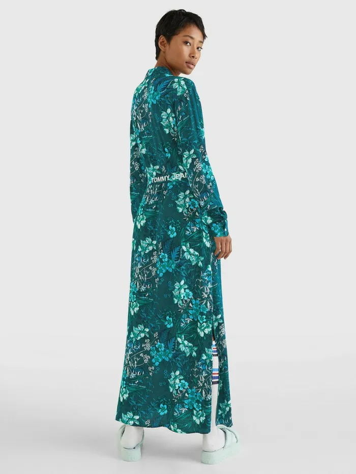Tommy Hilfiger Tropical Print Belted Shirt Dress Island Leaf Print Womens Dresses and Jumpsuits Sale