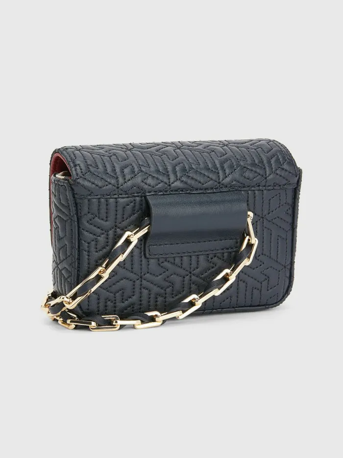 Tommy Hilfiger Turn Lock Leather Small Crossover Bag Acc Desert Sky Womens Bags Popular