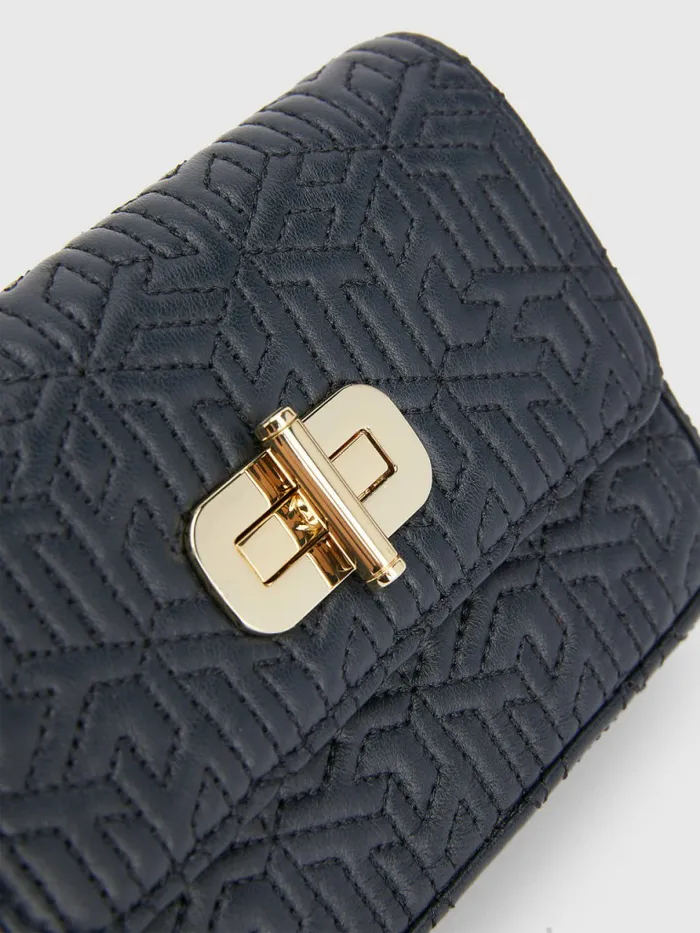 Tommy Hilfiger Turn Lock Leather Small Crossover Bag Acc Desert Sky Womens Bags Popular