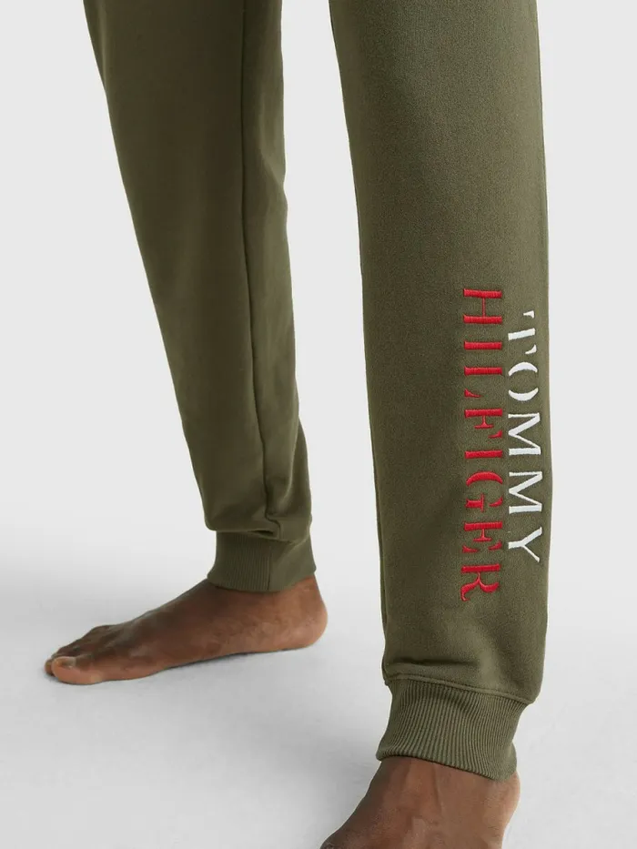 Tommy Hilfiger Ultra Soft Logo Drawstring Joggers Army Green Mens Loungewear and Nightwear