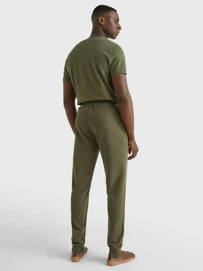 Tommy Hilfiger Ultra Soft Logo Drawstring Joggers Army Green Mens Loungewear and Nightwear