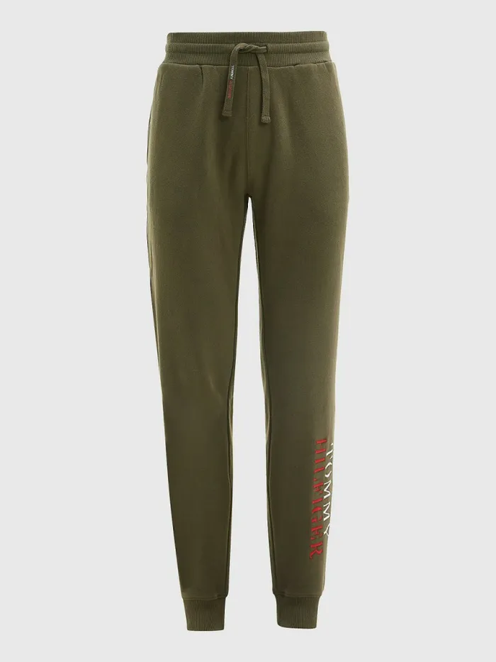 Tommy Hilfiger Ultra Soft Logo Drawstring Joggers Army Green Mens Loungewear and Nightwear