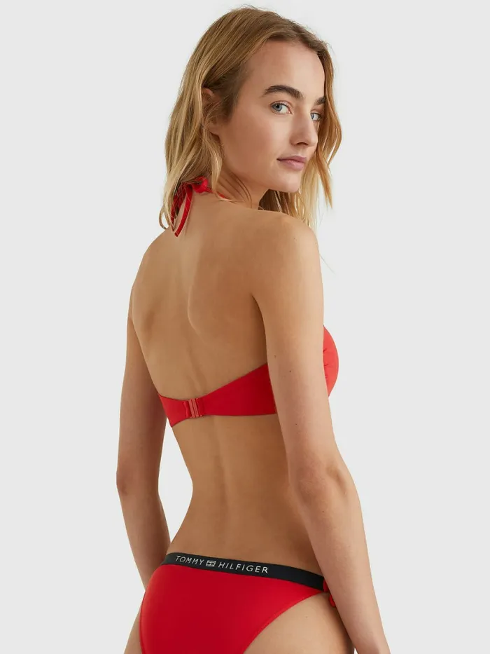 Tommy Hilfiger Underwired Unpadded Bandeau Bikini Top Red Womens Swimwear Gift Ideas
