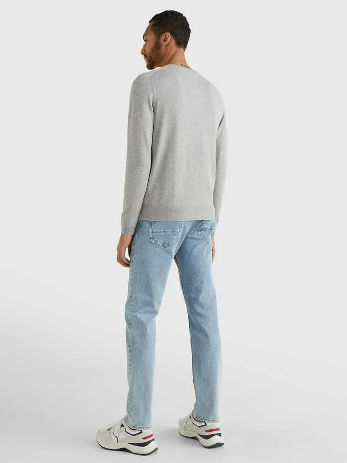 Tommy Hilfiger VNeck Cotton Blend Sweatshirt Cloud Htr Mens Knitwear Fashion