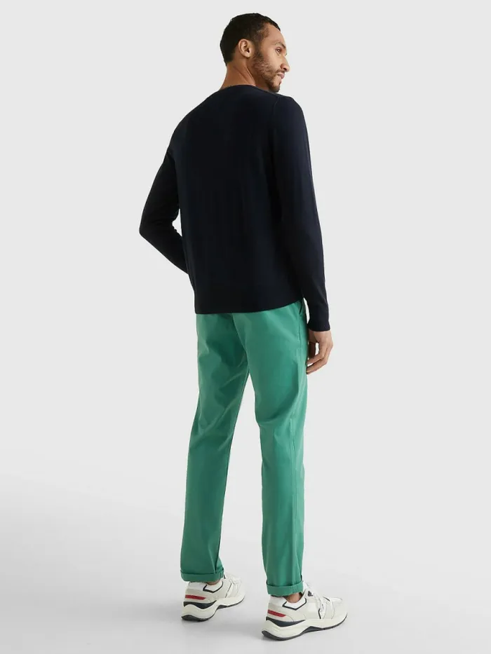Tommy Hilfiger VNeck Cotton Blend Sweatshirt Sky Captain Mens Essentials