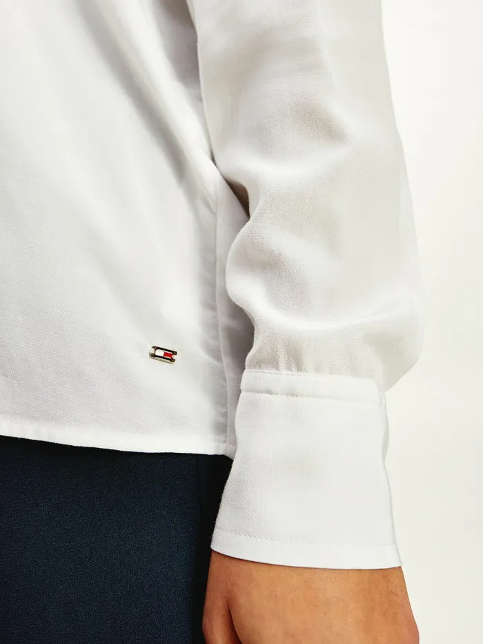 Tommy Hilfiger VNeck Piping Detail Blouse Ecru Womens Shirts and Blouses Popular